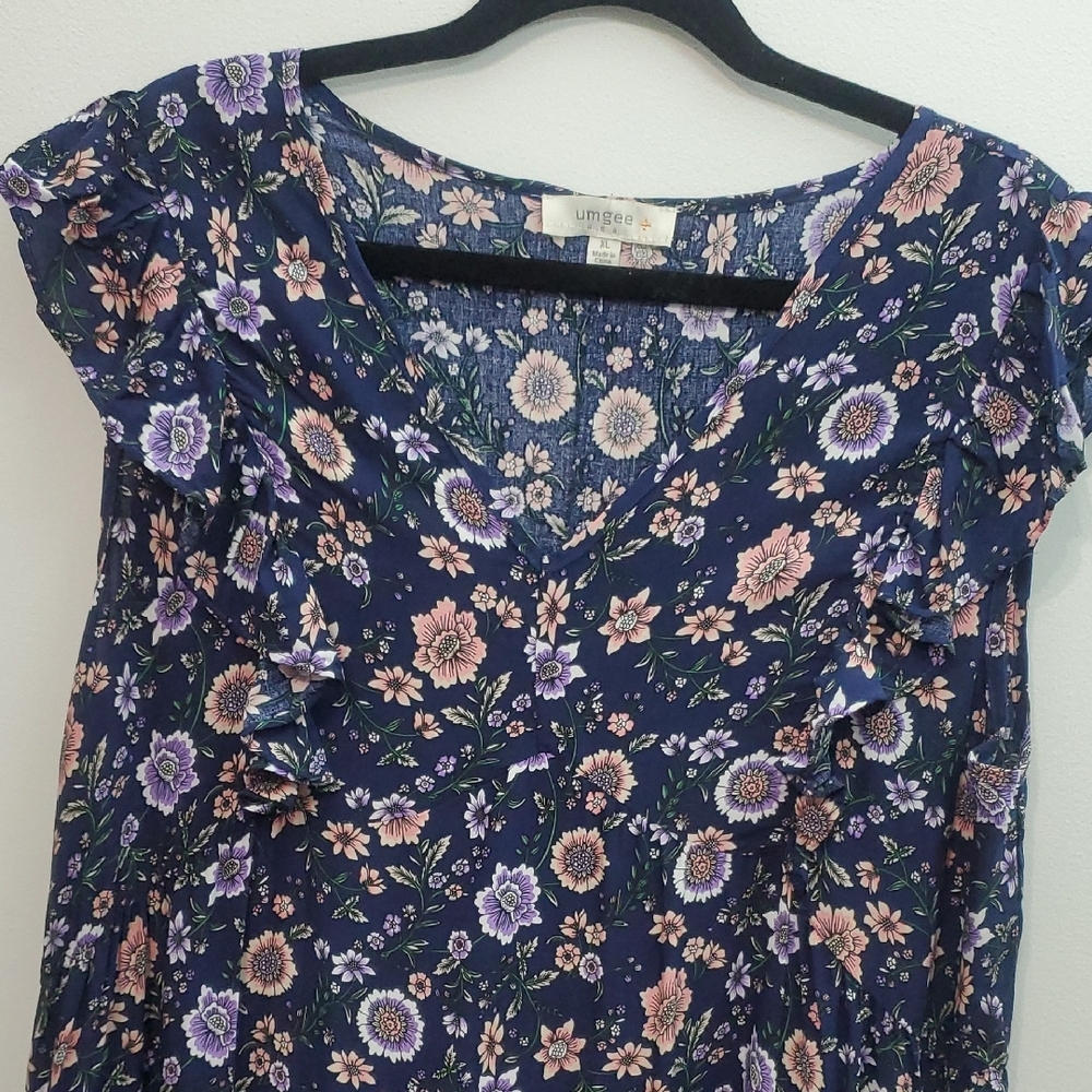 Umgee Navy Floral Patterned Dress - Picture 4 of 8